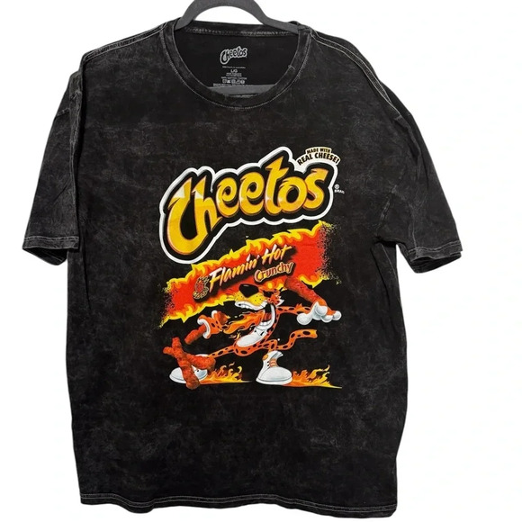 Philco Men’s Black Distressed Cheetos Flamin' Hot Washed T-shirt Sz Large - Picture 1 of 6